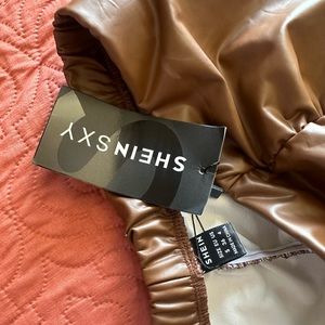 Brown leather skirt - size S